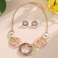 Комплекты из ожерелий с подвесками из эмалевого сплава и серег-гвоздиков для женщин&nbsp;FS-WG274F2-02