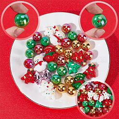 Набор акриловых бусин на рождественскую тематику&nbsp;OACR-SP0001-20A