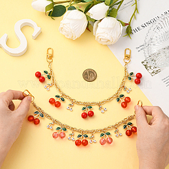 2 шт. 2 стиля акриловые красные розовые вишневые подвески латунные и алюминиевые цепочки для сумок декоративные&nbsp;PURS-SC0001-04