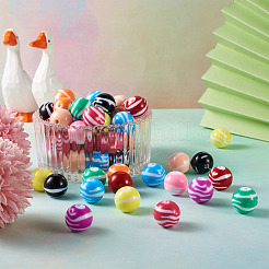 80 шт. двухцветные непрозрачные полосатые акриловые бусины&nbsp;SACR-BT0001-02