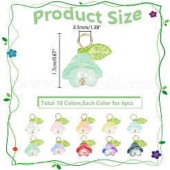 60 шт. 10 цветных стеклянных цветочных подвески&nbsp;PALLOY-AB00190