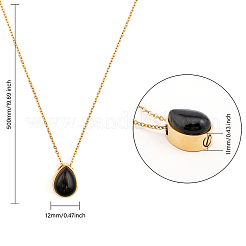 Ожерелье с подвеской в виде капли урны с прахом из натурального окрашенного и нагретого черного агата&nbsp;NJEW-CA0003-09C