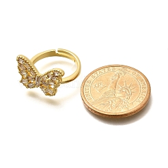 Регулируемая стойка покрытие латунь микро паве кубический цирконий перстни для женщин&nbsp;RJEW-M028-25G-05