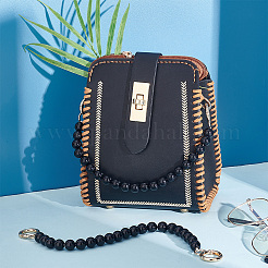 Черная пластиковая имитация жемчуга круглые ручки сумки из бисера&nbsp;FIND-WH0127-22B