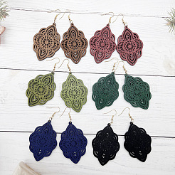 6 пара деревянных сережек-подвесок&nbsp;FS-WGC7AEC-01