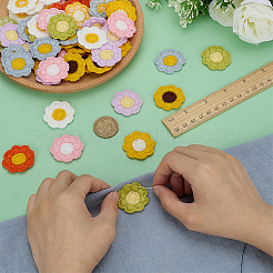 64 шт. 8-х цветные цветочные полиэстеровые аксессуары для одежды&nbsp;DIY-FG0008-54