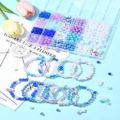 Наборы для изготовления браслетов из круглых бусин из акрила и АБС-пластика с имитацией жемчуга&nbsp;DIY-FS0007-42