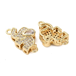 Подвески-соединители в виде слонов из латуни с прозрачными кубическими цирконами&nbsp;KK-K408-58G