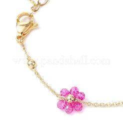 Изготовление браслета-цепочки с цветочным узором из латуни и стеклянных бусин&nbsp;AJEW-JB01388