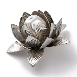 Подвески из латуни с покрытием стойки и искусственным жемчугом из АБС-пластика&nbsp;KK-S406-04G-B