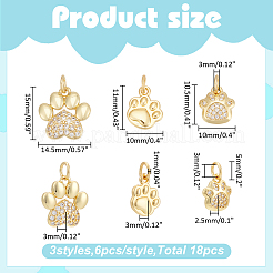 18 шт. 3 стиля латунных подвесок с микропаве из кубического циркония&nbsp;KK-WR0012-51