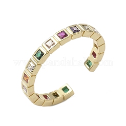Манжеты из латуни с микро паве кубический цирконий для женщин&nbsp;RJEW-H256-09G
