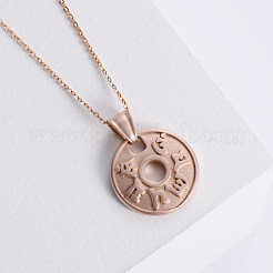 Французский винтажный стиль нержавеющая сталь Ом Мани Падме Хум плоские круглые подвески ожерелья для женщин&nbsp;VS6601