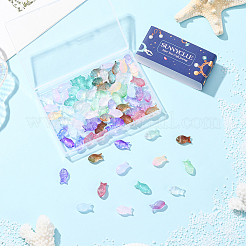 84шт 14 цвета прозрачные окрашенные распылением стеклянные бусины&nbsp;GLAA-SC0002-87