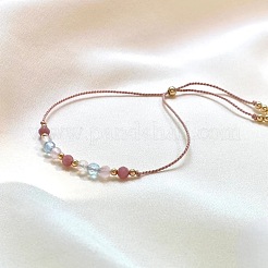 Браслеты-слайдеры из натуральных драгоценных камней и латунных бусин&nbsp;IH0971