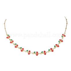 Комплекты браслетов и ожерелий из нержавеющей стали 304 с эмалью вишни&nbsp;SJEW-JS01368