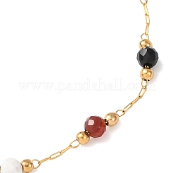 Браслеты на ногу из нержавеющей стали 304 с ограненными круглыми бусинами из натурального агата&nbsp;AJEW-G072-01G