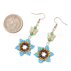 Серьги-подвески из стеклянных бусинок и бусин.&nbsp;EJEW-MZ00691