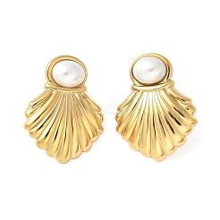 Серьги-гвоздики из пластика и жемчуга из нержавеющей стали 304 для женщин&nbsp;EJEW-Z092-04G