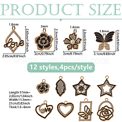 48шт 12 стиля подвески из сплава с эмалью&nbsp;FIND-DC0007-80