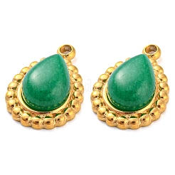 Подвески-слезинки из натурального халцедона 304 из нержавеющей стали&nbsp;G-D075-01G-02