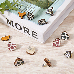 Наборы сережек-гвоздиков с коровьим узором&nbsp;EJEW-SC0001-70