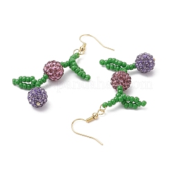Серьги-подвески в виде диско-шариков с фруктами и паве&nbsp;EJEW-TA00632-03