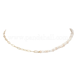 Цепочка из латунных скрепок с бусинами из натуральной культивированной пресноводной груши/картофеля.&nbsp;NJEW-JN05945