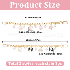 2 шт. 2 стиля сплав эмаль цветок бабочка подвеска латунная сумка декоративные цепочки&nbsp;HJEW-SC0002-60