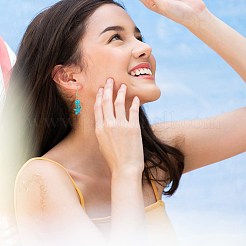 426шт 12 стиля окрашенные синтетические бирюзовые бусины&nbsp;G-DC0001-41