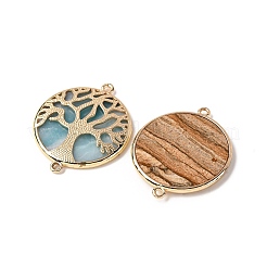 Подвески с плоским круглым разъемом из натуральных смешанных драгоценных камней&nbsp;G-E609-01G