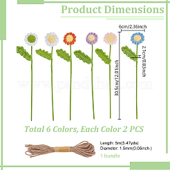 Ручная работа крючком пряжа цветочные украшения с железной проволокой&nbsp;AJEW-GA0008-98