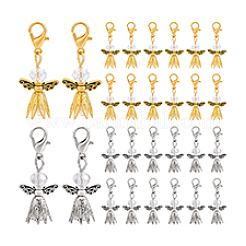 40 шт. подвеска в виде ангела из белого стекла двух цветов с отделкой из сплава&nbsp;HJEW-PH02284