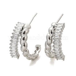 Серьги-гвоздики из латуни с микропаве и цирконием&nbsp;EJEW-M082-16P-02