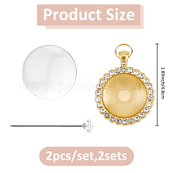 2 шт. оправа для подвески из сплава со стразами&nbsp;PALLOY-FH00156