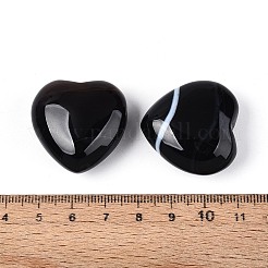 Натуральный черный полосатый агат (окрашенный и подвергнутый термической обработке) в форме сердца.&nbsp;G-N0325-11-06