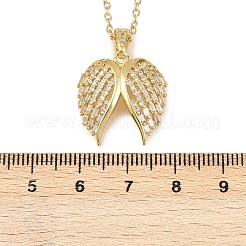 Латунные микропаве прозрачные кубические цирконии ожерелья с подвесками в виде крыльев ангела&nbsp;LS-NJEW-Z088-02G