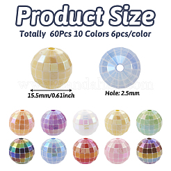 60шт 10 цвета УФ-покрытием радужные радужные акриловые бусины&nbsp;PACR-TA0001-08