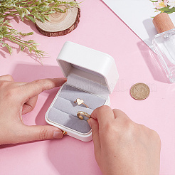 Коробки для хранения парных колец из искусственной кожи с бархатной внутренней частью&nbsp;CON-WH0110-69