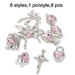 8 шт. 8 стиля подвески из сплава со стеклянной пластиной&nbsp;FIND-FP0002-94