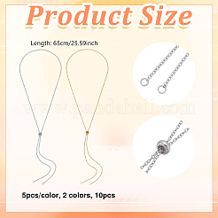 10 шт. 2 цвета регулируемый слайдер из нержавеющей стали 304 изготовление ожерелья&nbsp;NJEW-NB00009