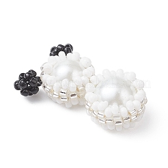 Подвески-снеговики из стеклянных бусин&nbsp;PALLOY-MZ00888-01