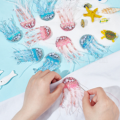 4 шт. аппликации из бисера ручной работы в виде медуз двух цветов&nbsp;PATC-GA0001-12