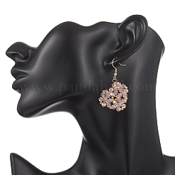 Сердце из стекла серьги болтающийся&nbsp;EJEW-MZ00639-01