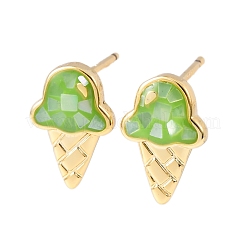 Серьги-гвоздики с мороженым из латуни и эмали&nbsp;EJEW-I322-17G