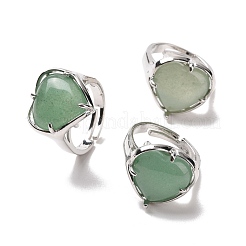 Регулируемое кольцо в форме сердца из драгоценных камней&nbsp;RJEW-E265-01P