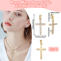 4 шт. Латунные подвески с микропаве&nbsp;ZIRC-BBC0003-03G