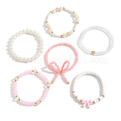 6 шт. 6 стиля стеклянных и пластиковых жемчужных бусин&nbsp;FS-WGEC7E8-01