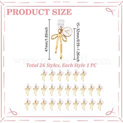 26 шт. 26 стиля плоские круглые с буквами и бантом из цинкового сплава эмалированные мобильные пылезащитные заглушки&nbsp;HJEW-GA00054