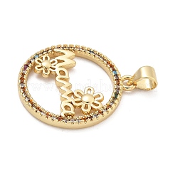 Подвески из латуни с микропаве ко Дню матери и кубическим цирконием&nbsp;LS-KK-Q055-02A-G